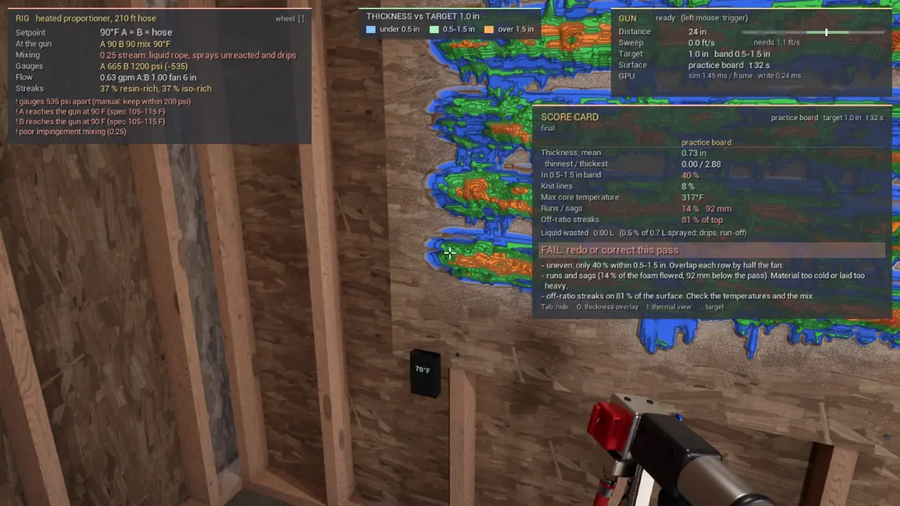 Overlay on a cold-substrate pass. Real-time simulation capture.